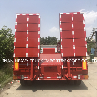 3 Axles Flatbed Semi Trailer Mounted Crane Transport Flatbed Gooseneck Trailer