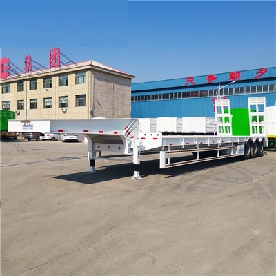 3 Axle 4 Axle 100 tons Low Bed Semi Trailer For Wheel Loder Excavator Transport