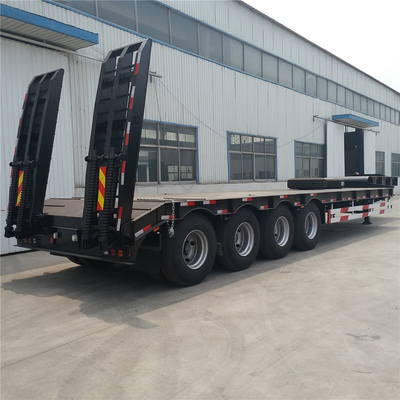 3 Axle 4 Axle 100 tons Low Bed Semi Trailer For Wheel Loder Excavator Transport