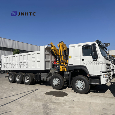 Howo 16 Wheeler Dump Truck With 10T Foldable Arm Crane With Lifting Axle
