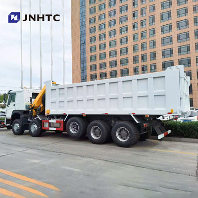 Howo 16 Wheeler Dump Truck With 10T Foldable Arm Crane With Lifting Axle