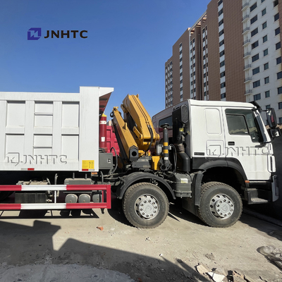 Howo 16 Wheeler Dump Truck With 10T Foldable Arm Crane With Lifting Axle