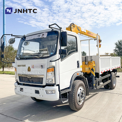 6 Ton Crane Truck 4x2 6wheels Truck With Straight Arm Crane HOWO Light Duty 3-8 Ton Cargo Truck