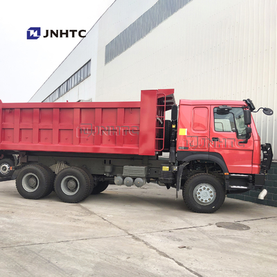Red Color 336hp Sinotruk Howo Dump Truck With 10 Wheels And 18m3 Capacity